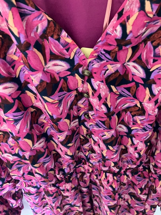Entro: Pink Floral Long Sleeve Dress- M - Picture 12 of 16